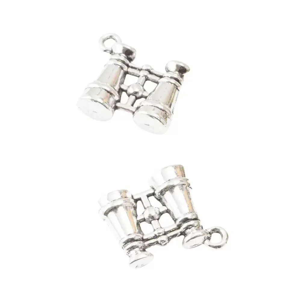 10pcs/Bulk Sale, Silver Color 3D BINOCULARS Charm Pendant, Telescope Charm, Silver Plated, Jewelry Supply, 15*16mm