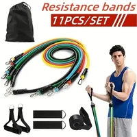 TPE Resistance Bands Set 11Pcs Fitness Band Rope Elastic Training Bands One word tension rope elastic rope dormitory stretch