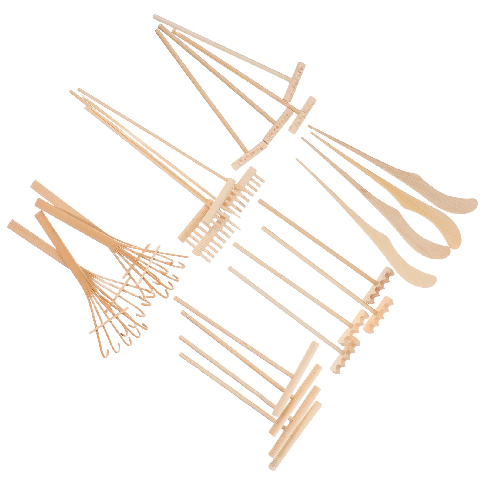 1 ensemble d'outils de râteau de jardin Zen, Mini râteaux à sable, Kit de plateau en bois pour la pleine conscience, soulagement du Stress, intérieur et extérieur, jardin de roche Miniature