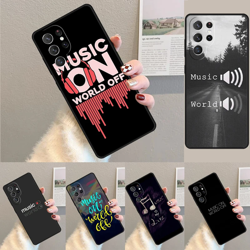 Cover For Samsung Galaxy S24 Ultra S21 S22 S8 S9 S10E Note 10 20 Plus FE S23 Music On World Off Phone case Coque