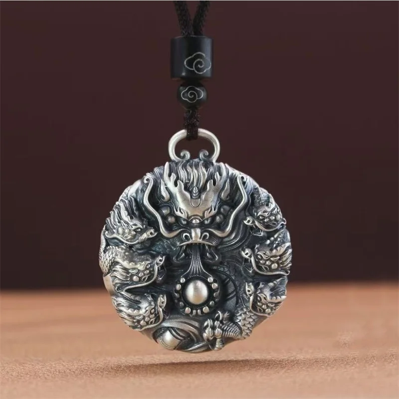 

Domineering Dragon Playing Bead Pendant For Men Jewelry Vintage Relief Zodiac Animal Necklace Male Choker Accessories