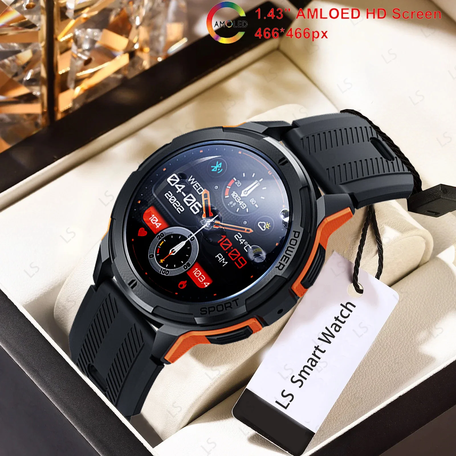 

New 1.43 Inch Amoled 1atm Waterproof Pedometer Smartwatch Heart Rate Monitor Bluetooth Call Smart Watch For Android Ios 410mah