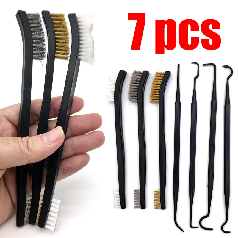 

Multipurpose Car Detailing Cleaning Tool Accessories Wire Brushes and 4 Nylon Picks Pick and Brush Set 3 Double-headed Finished