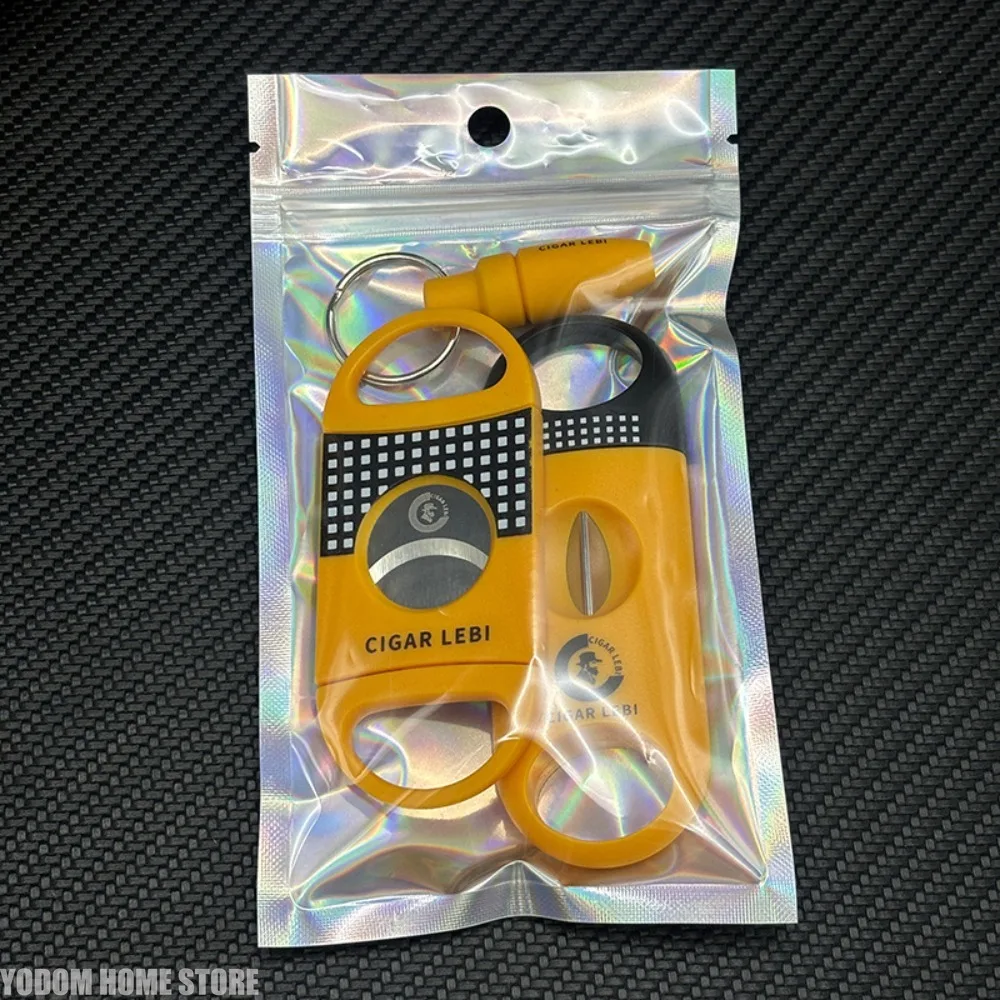 Portable 3 Piece Cigar Clipper Set Stainless Steel V Cut Straight Cut and Punch Cutter for Cigar Lovers