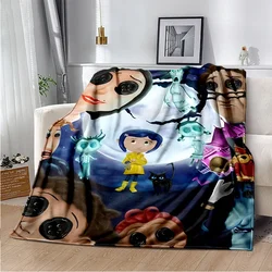 Styl gotycki Animacja C-Coraline Koc z nadrukiem Rodzinna sofa do drzemki Łóżko Ciepła miękka narzuta dla dzieci