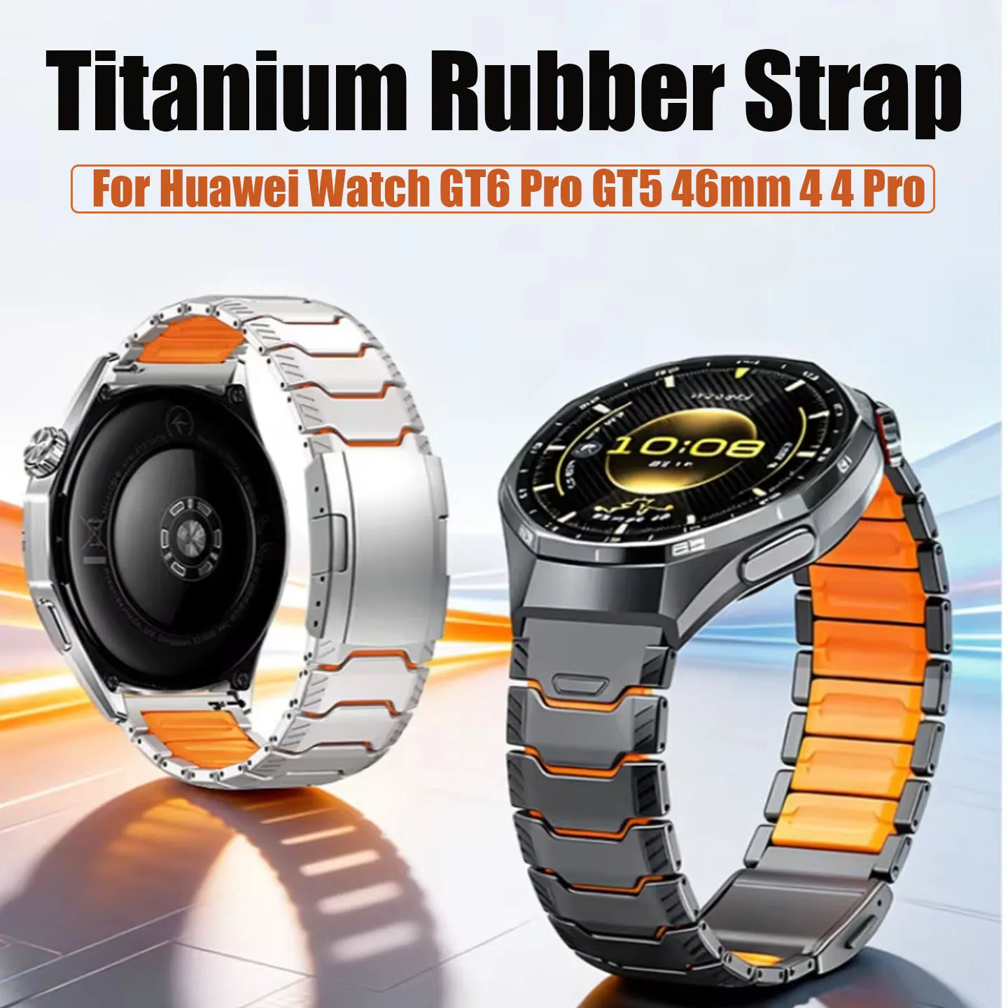 ビジネスマン向けhuawei-watch-gt5pro-gt6-pro-46mmスマートウォッチストラップ、ナイトメックチタンメタルシリコンgt6-gt5-gt4-3対応