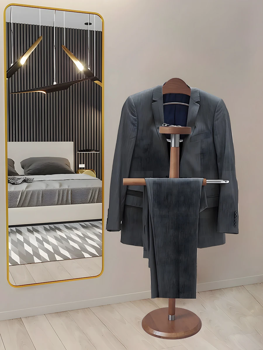 

light luxury base floor-to-ceiling movable solid wood coat rack vertical suit rack bedroom hanger storage hanger