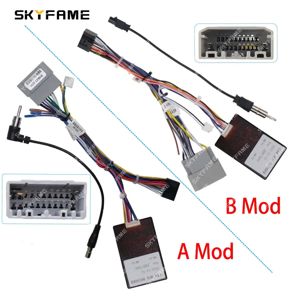 

SKYFAME 16Pin Car Wiring Harness Adapter With Canbus Box Decoder For Jeep Compass Grand Cherokee WK Chrysler 300C