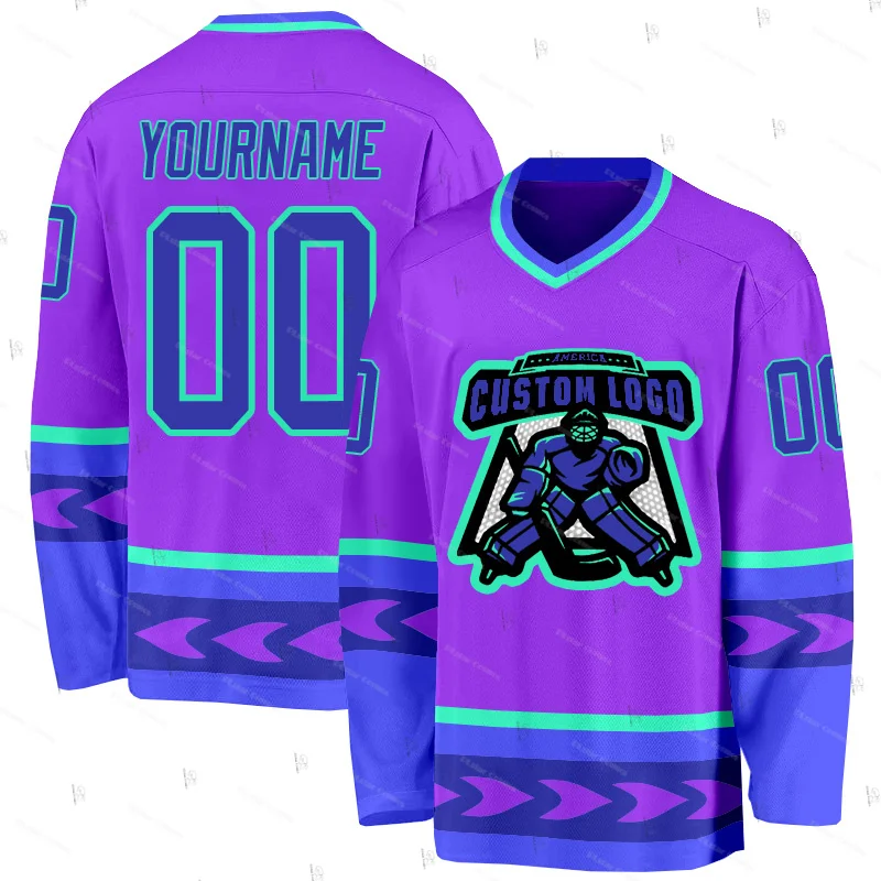 اسم مخصص فريق التدرج الكتابة على الجدران الملونة الرجعية تنفس البلوز 3DPrint عادية Harajuku الهوكي كم طويل جيرسي قمصان Y