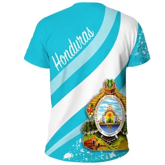 2024 Honduras Flag T-Shirt Men Summer Honduras Emblem Printing Fashion Design Funny Soccer O Ncek Hrvatska Tshirt Wholesale