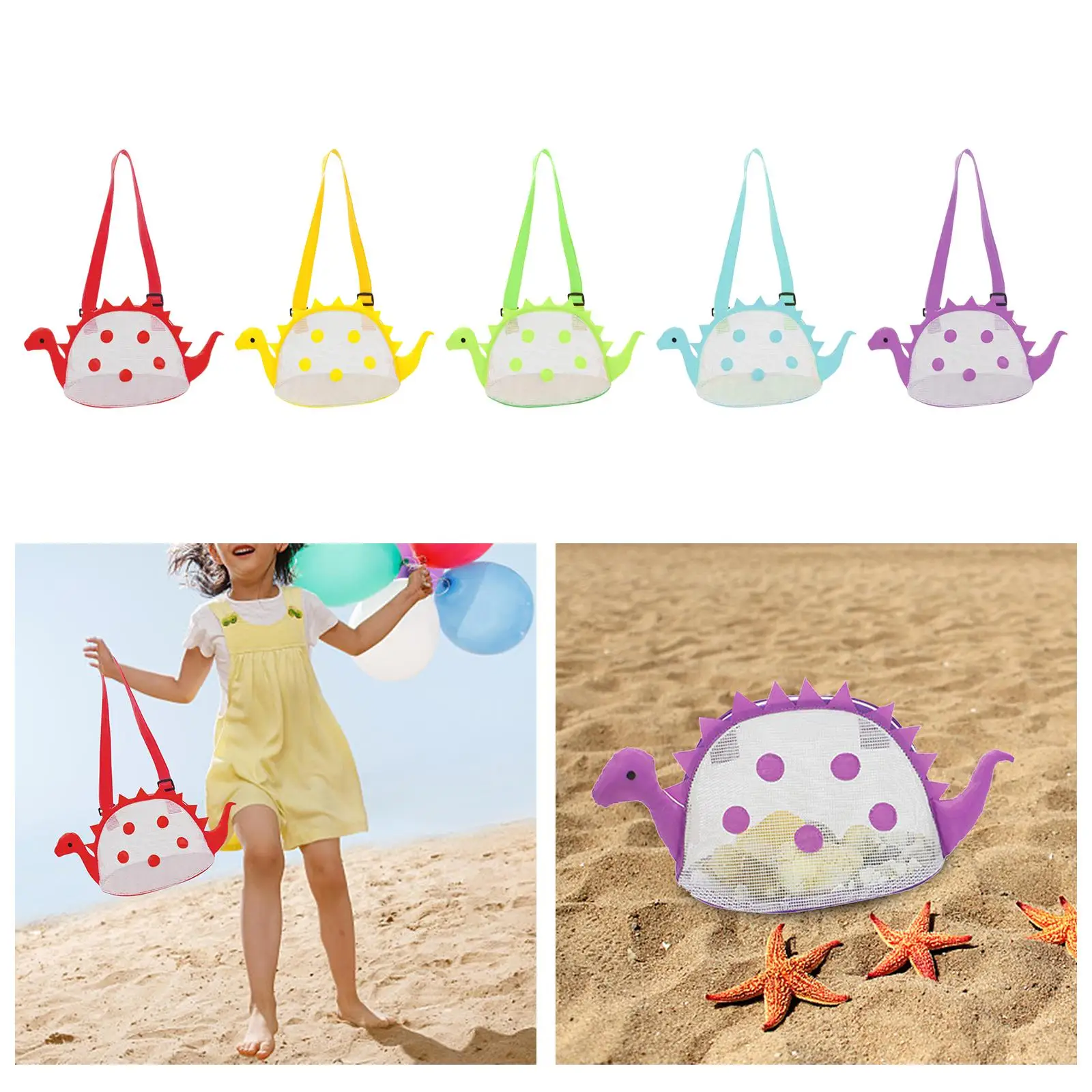

Пляжная сетчатая сумка-тоут с застежкой-молнией Детская пляжная сумка-ракушка для летних каникул для хранения пляжных игрушек-ракушек
