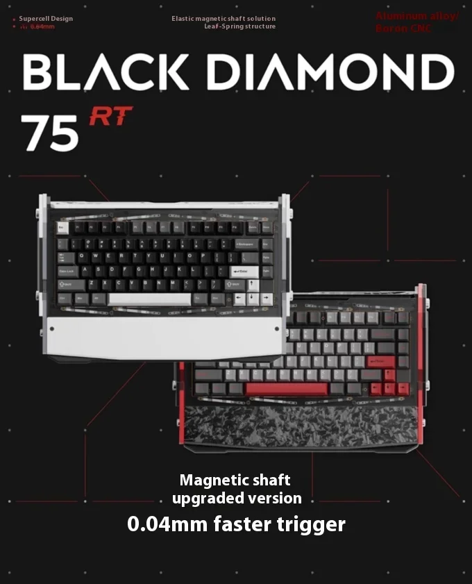 Angry Miao Dry Studio Black Diamond 75 RT Magnetic Switch Keyboard Wired Mechanical Keyboard 0.04mmRT 8000Hz Gaming Keyboards