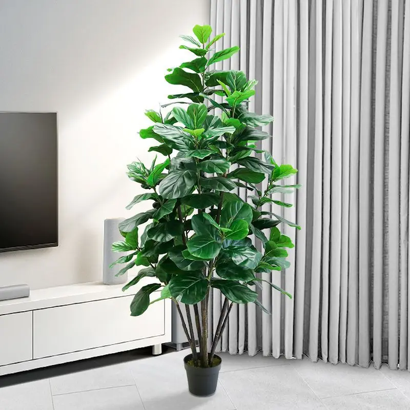 

35-150cm Tropical Tree Large Fake Ficus Lyrata Plant Artificial Ficus Plants Plastic Fake Leafs For Home Office Shop Decor Gift