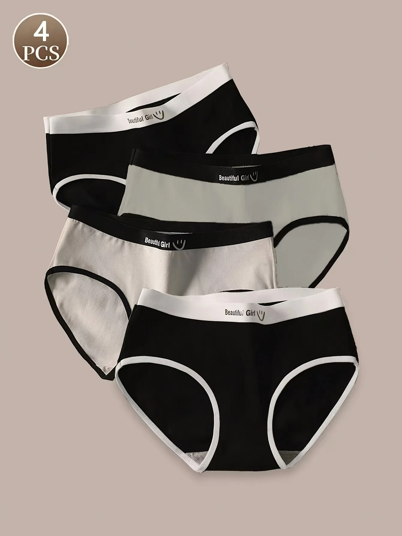 4PCS thin women's cotton panties fashionable comfortable soft elastic good triangle briefs underpant