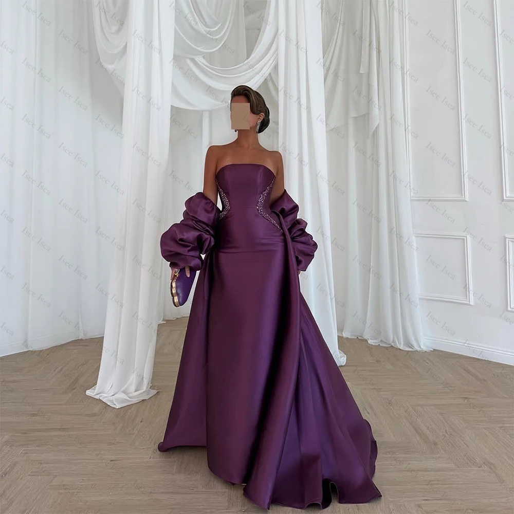 보라색 이브닝 드레스 새틴 디너 가운 A라인 여성용 이브닝 드레스 특별한 날을 위한 맞춤형 정장 드레스