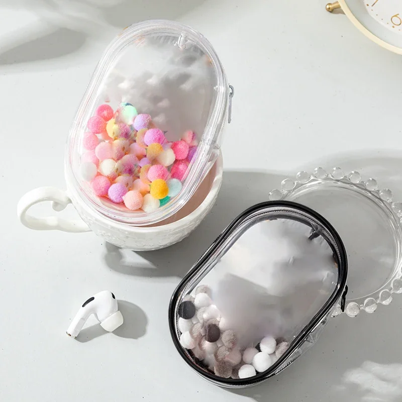 10CM peluş bebek dışarı çanta anahtarlığı PVC şeffaf pamuklu bebek şeffaf ekran kılıfı şeffaf saklama kutusu Anime çizgi film bebeği