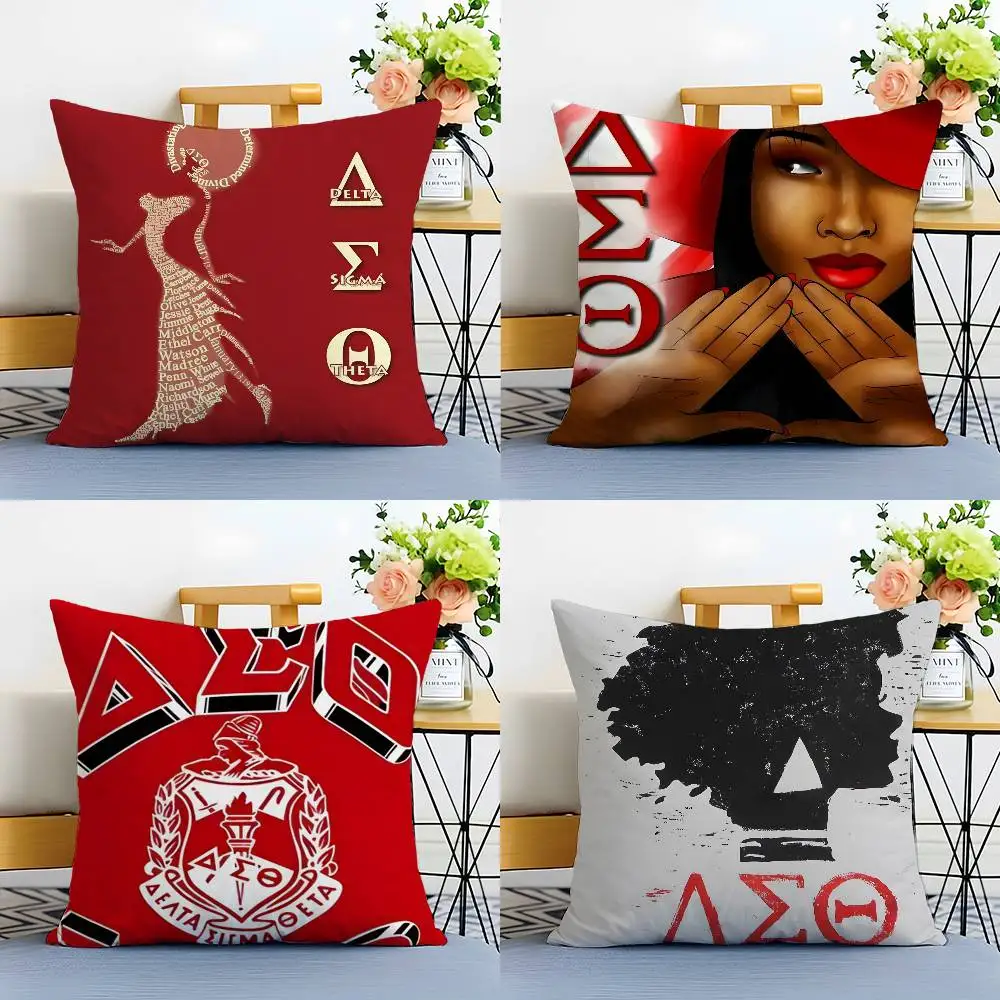 D-Delta S-Sigma Theta Pillow Case Anti-dustmite Pillowcase Invisible zipper silky plush Sofa