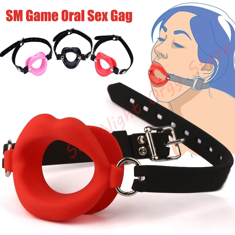 Sexy Rubber Lips Hollow Gag O-Ring Open Mouth Oral Sex Gag Fetish BDSM Bondage Erotic Toys For Women Adult Game SM Sex Products