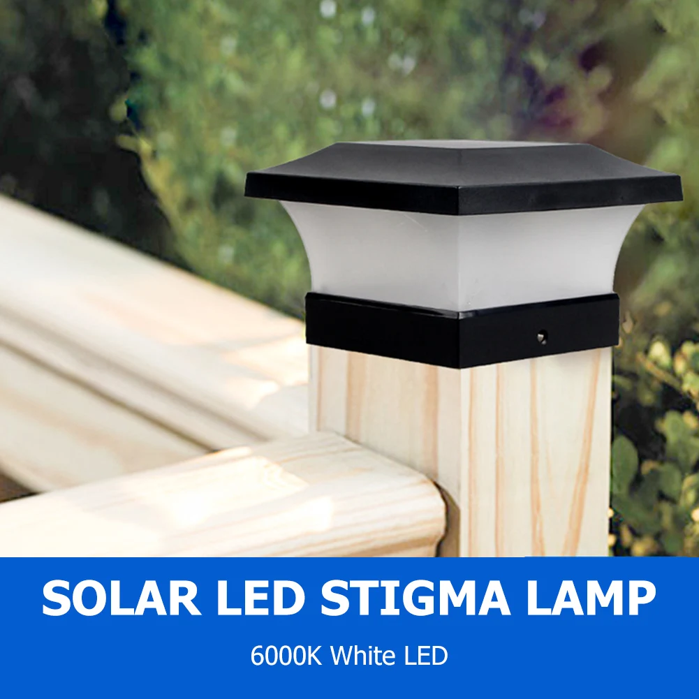 6LED Courtyard Lights Solar Fence Lamp Waterproof Outdoor Square Column Light High Conversion Low Power Consumption