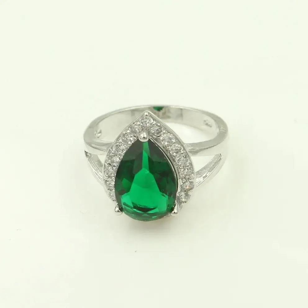 Luxury Green Emerald Silver 925 Rings for Women CZ Crystal Finger Ring Engagement Wedding Jewelry Hot Sale Valentine\'s Day Gift