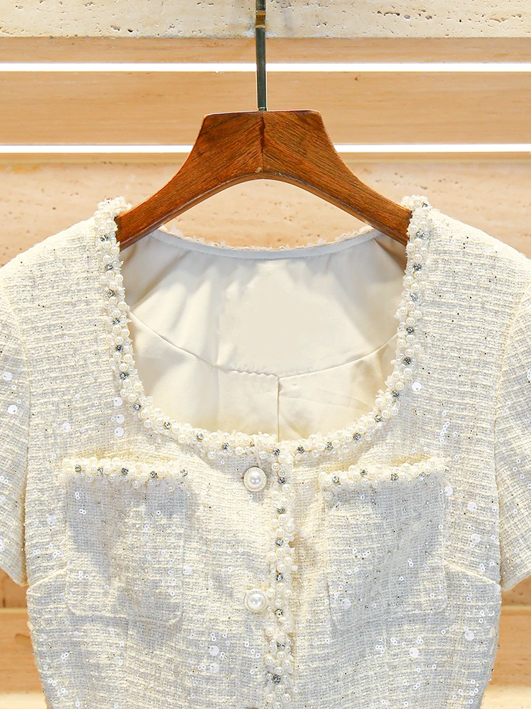 Angxia الثقيلة Embellied الترتر ساحة طوق مفتوح سترة ملابس خارجية Ele Sle فضفاضة تناسب ort Sve زر إغلاق