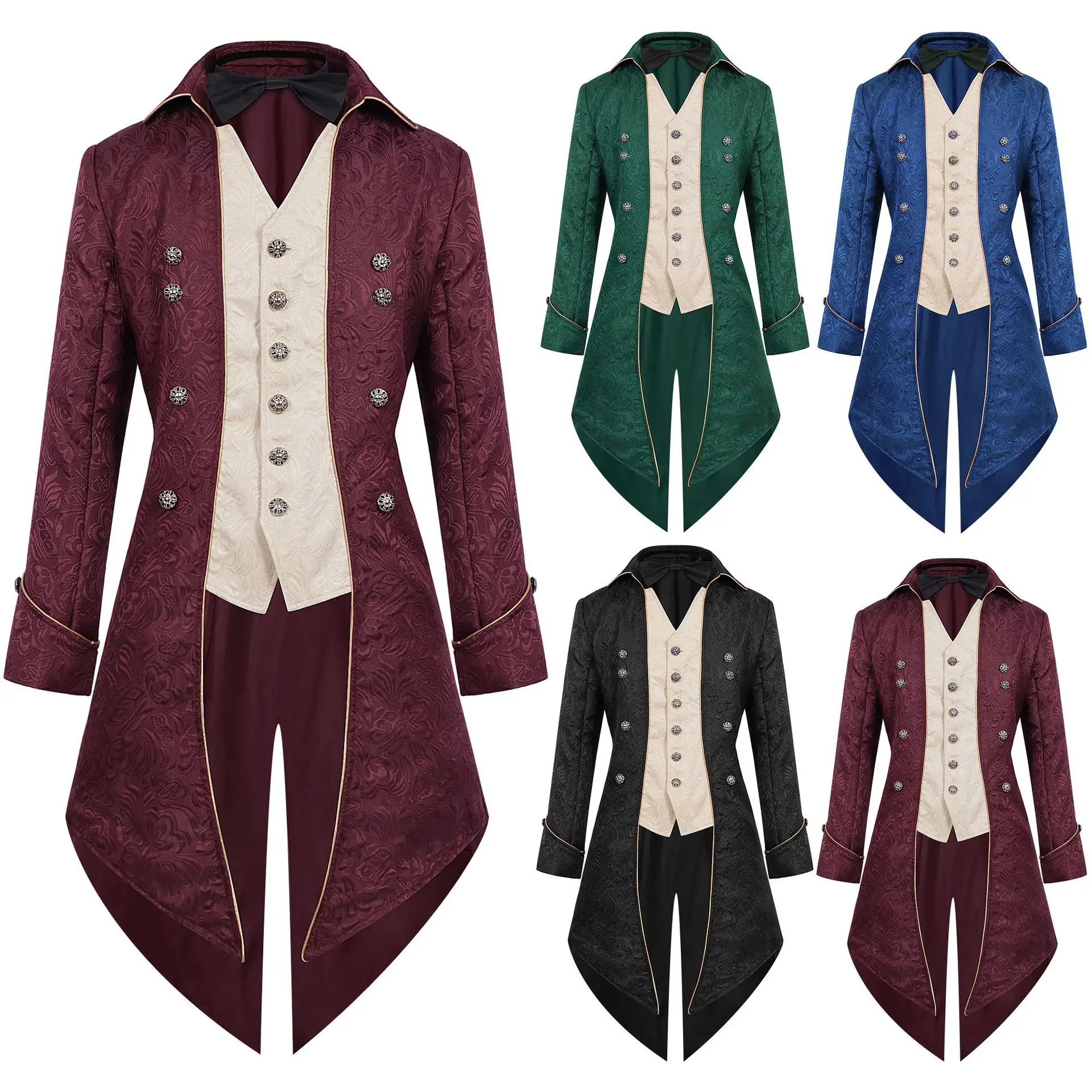 

Средневековый ретро-смокинг для мужчин, длинный свеч, одежда на Хэллоуин, костюм, облегающее длинное пальто, молодежный тренд, осенняя мода