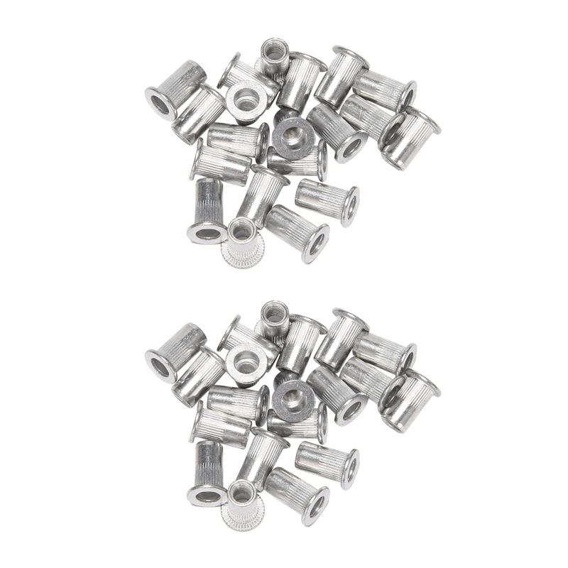 

M5 Aluminum Flat Head Rivet Nut Insert Nuts Silver Tone 40Pcs