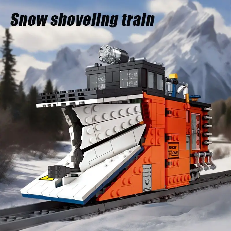 

59095 Snow plow shoveling snow train Steam Track Series Type Creative Bricks Decoraiton Toys For Children Adult Gifts static