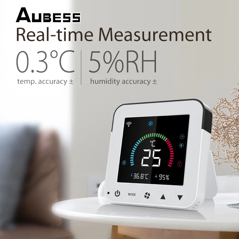 

Aubess WiFi Intelligent Temperature Humidity Infrared Controller USB Power Tuya Air Conditioner Thermostat LCD Display Screen