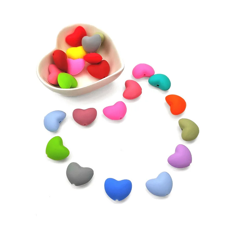 10/20Pcs Heart Silicone Beads 19x20mm Baby Food Grade Teether Beads for Jewelry Making Chewing Pacifier Clip Findings BPA Free