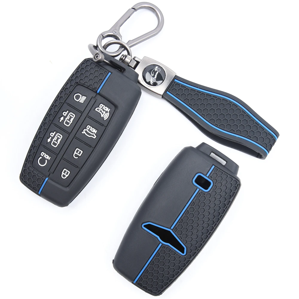 For Hyundai Genesis G80 GV70 GV80 2019 2020 2021 2022 Soft Silicone Smart Key Protector Lanyard Key Ring Button Access