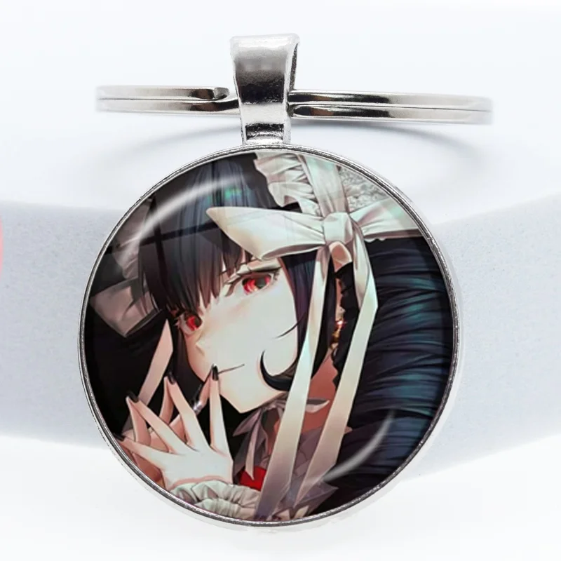 Video Game Series Character Keychain Kyoko Kirigiri Glass Cabochon KeyRing Bag Car Key Chain Ring Holder Charms Jewelry Gifts