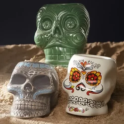 Ceramic Hawaii Tiki Mugs Creative Skull Cocktail Glasses Beer Glass Martini Glasses Beverage Mugs Funny Cup Coffee Cup
