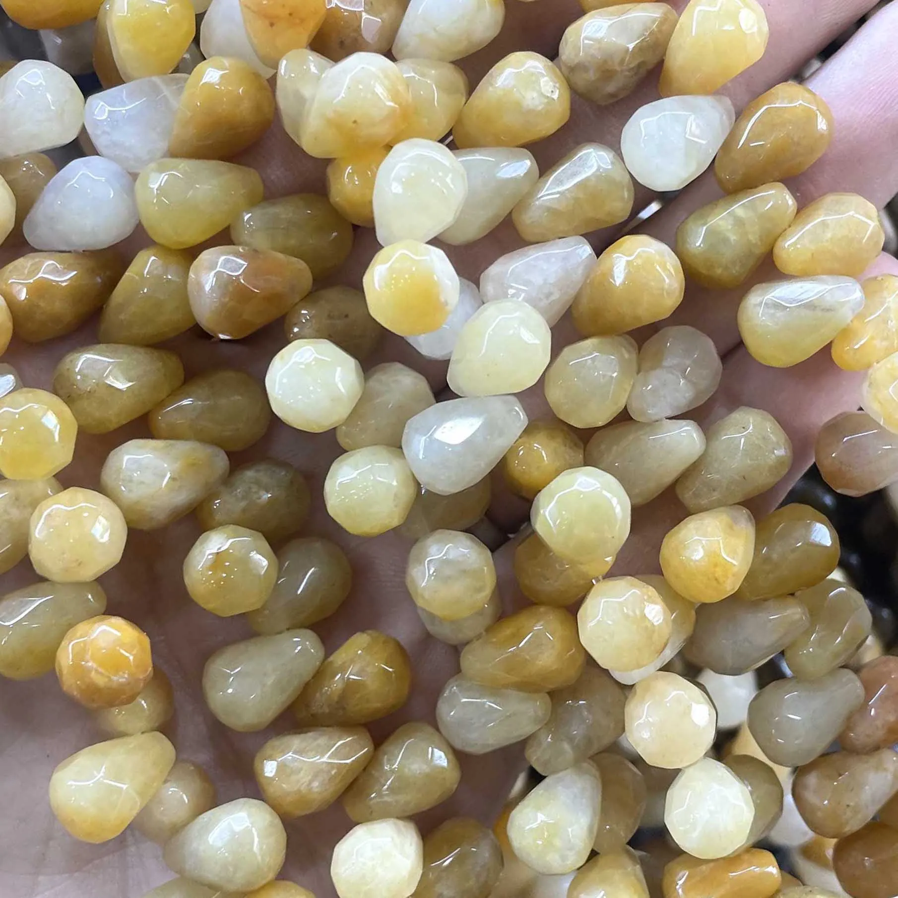 Naturstein facettierte Wassertropfen-Perlen aus Labradorit, Achat und Türkis für die Schmuckherstellung, DIY-Armband und Halskette – Detail 15
