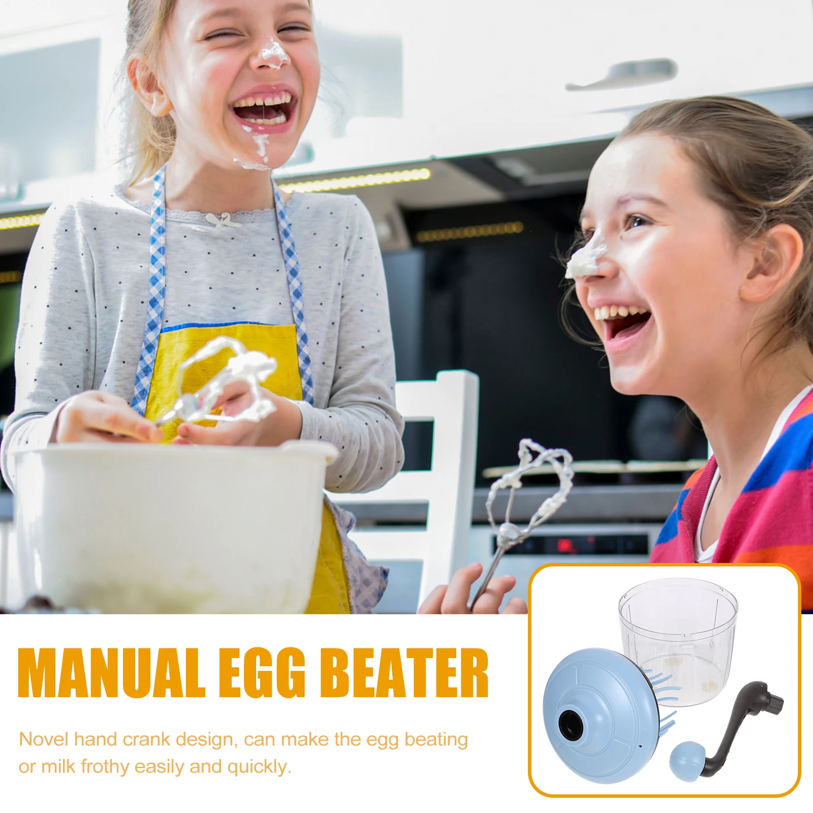 

1 шт., ручной венчик для яиц, вращающийся кухонный инструмент, нескользящая ручка для смешивания крема, выпечки, приготовления пищи, легкая пластиковая мешалка