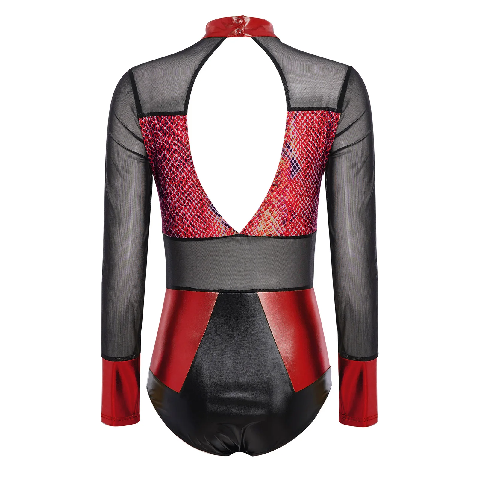 المرأة مشع لامع حزب بذلة جلد الثعبان نمط طباعة بقماش شفاف يوتار الهذيان ديسكو الرقص ارتداءها كرنفال Comtume