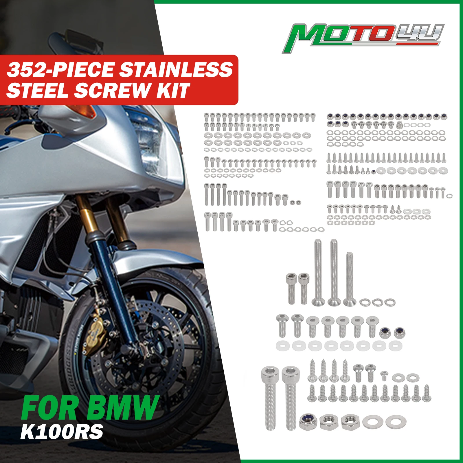 

For BMW K100RS K100 RS 352-Piece Stainless Steel Motorcycle Accessories Screw Kit Fasteners