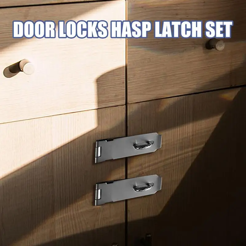 Stainless Steel Door Clasp Lock Anti Theft Hasp Staple Lock Safety Packlock Clasp Cabinet Door Bolt Silent Gate Hasp Lock Latch