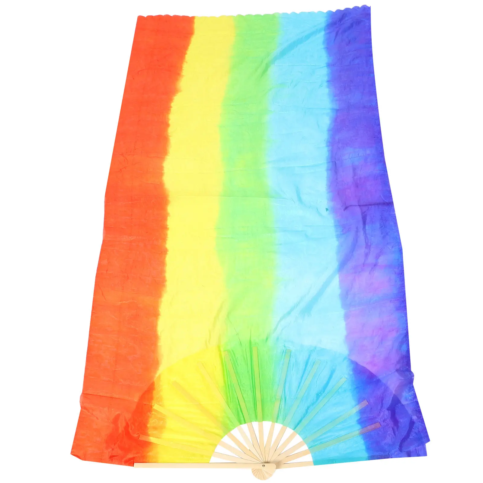 

2Pcs Extended Faux Silk Dance Fans for Chinese Traditional Belly Square Dancing Long Flowing Veil Fans Soft Grip Visual