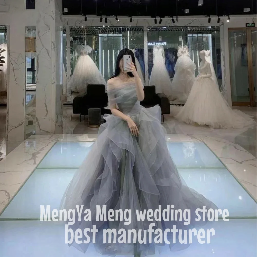 ZHUISHU Korea Special Occasion Dresses Tiered Layer A Line Formal Gown Off the Shoulder Long Evening Dress vestidos de fiesta