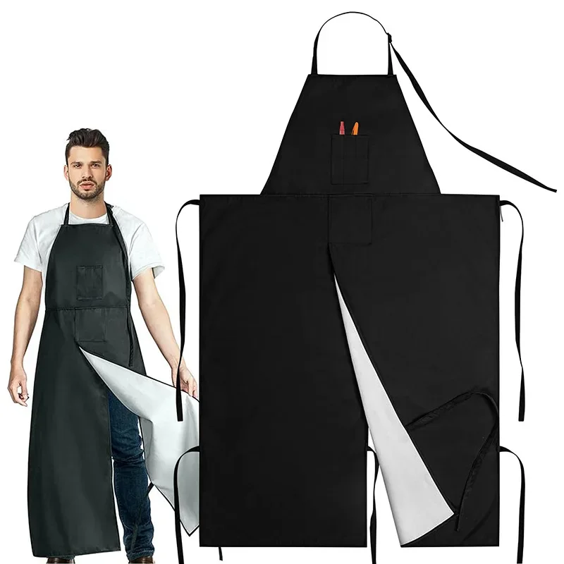 Long One-piece Hanging Neck Apron with Pockets Adjustable Work Apron, Tied Split Apron, Potter, Gardener