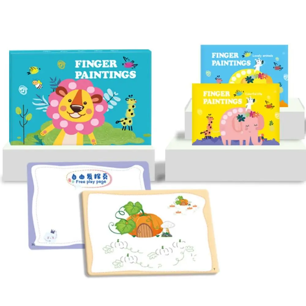 หนังสือระบายสีสร้างสรรค์ ชุดระบายสีด้วยนิ้วมือ ลายการ์ตูนสัตว์ DIY ของเล่นวาดภาพกราฟฟิตีทำมือเพื่อการเรียนรู้สำหรับเด็กเล็ก