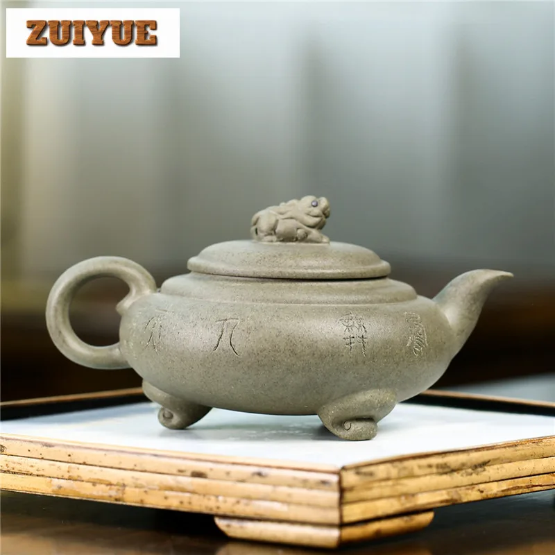 250ml Yixing Purple Clay Teapots Handmade Tripodia Golden Toad Pot Raw Ore Dragon's Back Mud Tea Making Kettle Zisha Teaset Gift