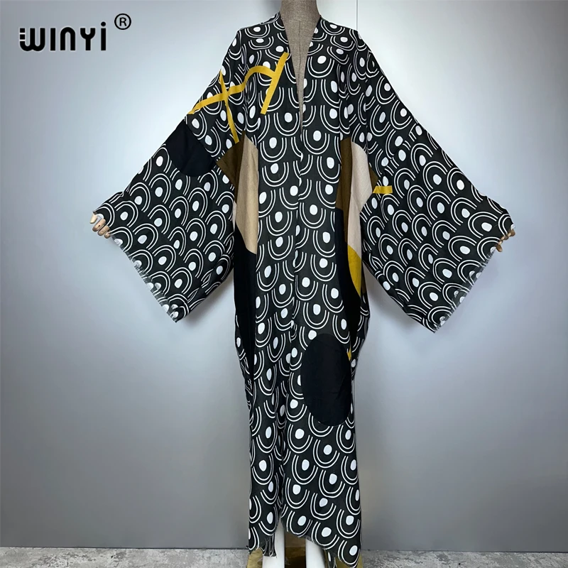 

WINYI Африканское модное длинное пуховое кимоно макси-платье пляжное прикрытие Кардиган Абая мусульманское женское пальто бохо кафтан пляжная одежда женские