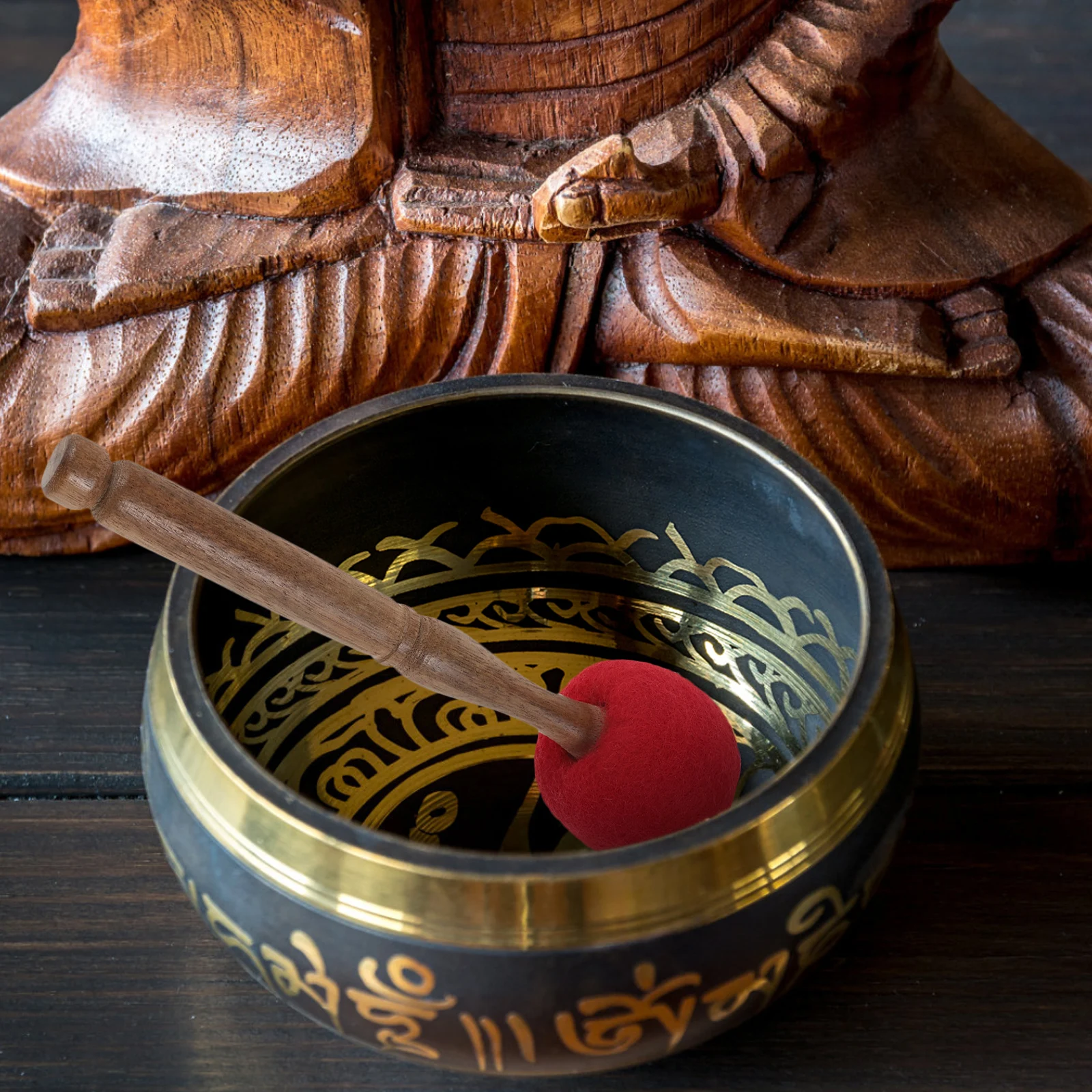 

s Singing Bowl Mallet 23cm Wooden Striker Full Moon Buddha Sound Bowl Accessory Meditation Part Drum Stick H crafted