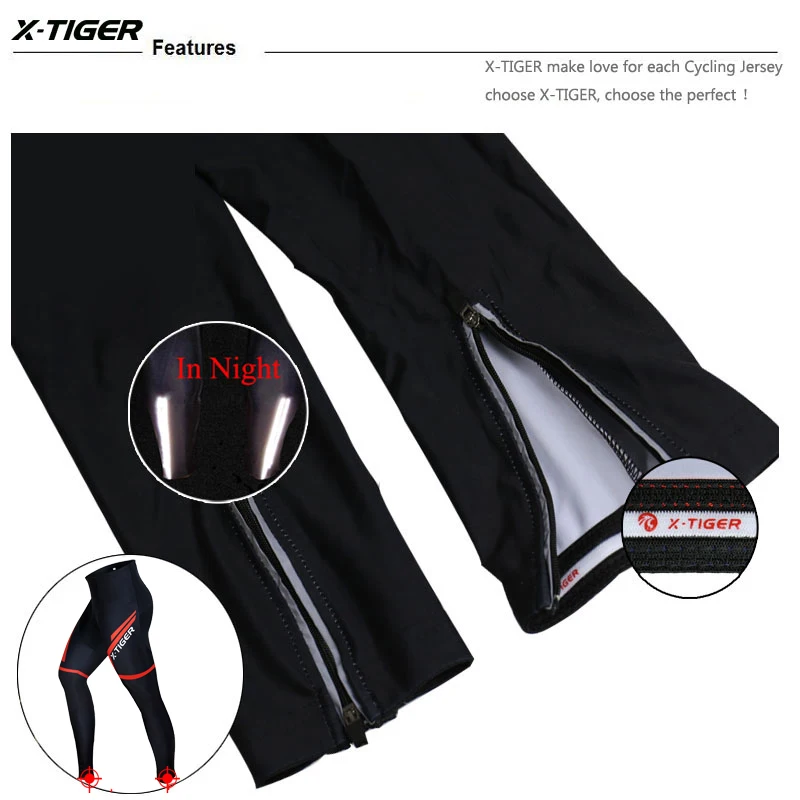 X-Tiger Winter Cycling Pants Coolmax with 5D gel Pad Pantalon MTB Mountain Road Bike Pants Bicycle Tights