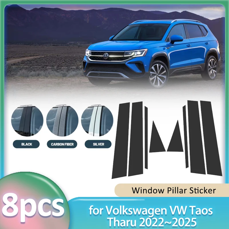 

Наклейка на окно для Volkswagen VW Taos Tharu 2022 ~ 2025 2023 Автомобильный ПК Материал B C Столб Крышка Наклейка на дверь Деталь Аксессуары