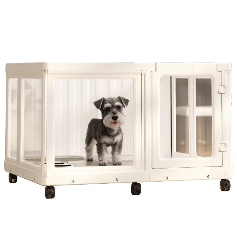 Removable Pet Fence Indoor Full Transparent Dog Fence Small Dog Dog Cage Fence with Activity Wheel Puppy Nest