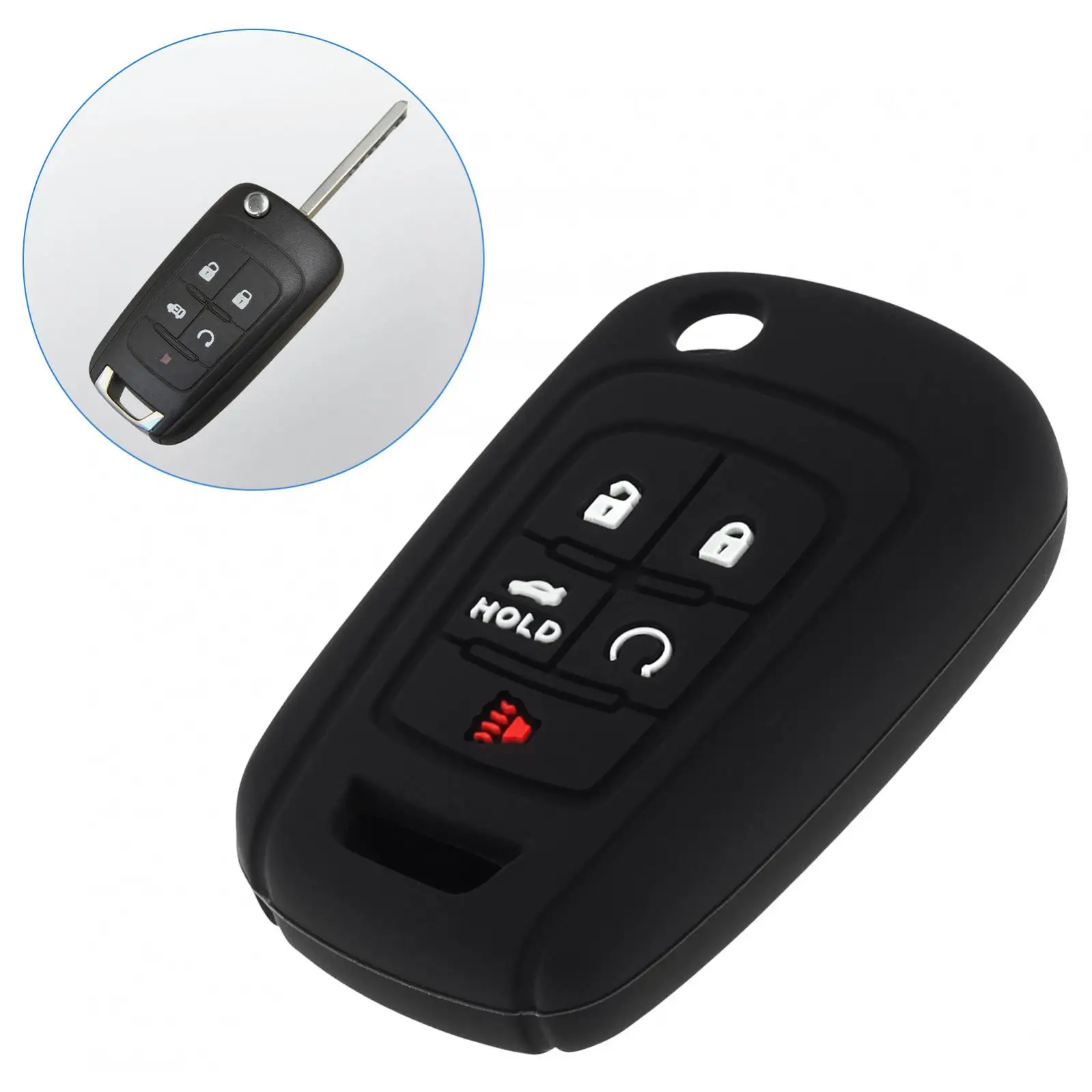 5버튼 자동차 리모컨 키 케이스 쉘 쉐보레 뷰익 GMC 2010-2017용 실리콘 플립 폴딩 키 케이스 커버 보호기