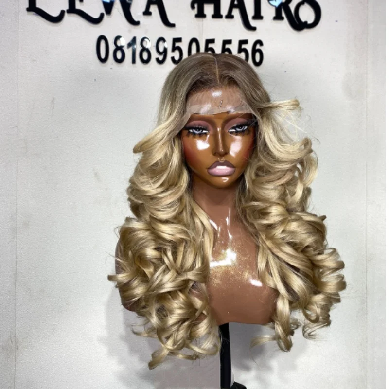 

Dark Rooted Loose Wave Wig Light Blonde Lace Wig Lightweight Wig Middle Part Synthetic Lace Wig For Women Alopecia Hairloss Wigs